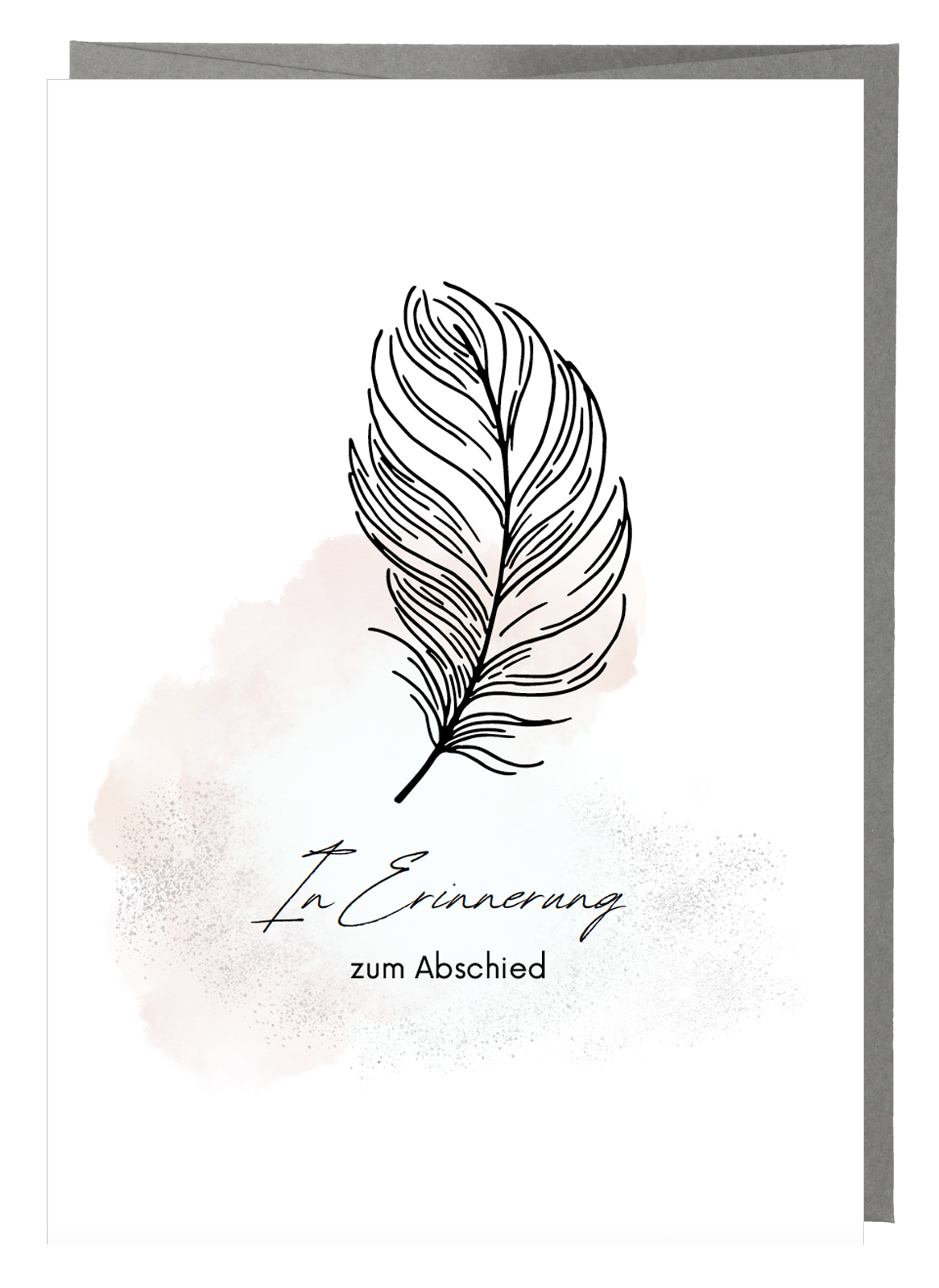 NobleKarte Feder mit Spruch «In Erinnerung zum Abschied»